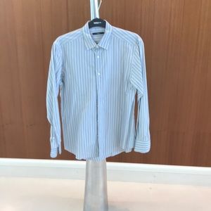 Z zegna shirt stripe grey white